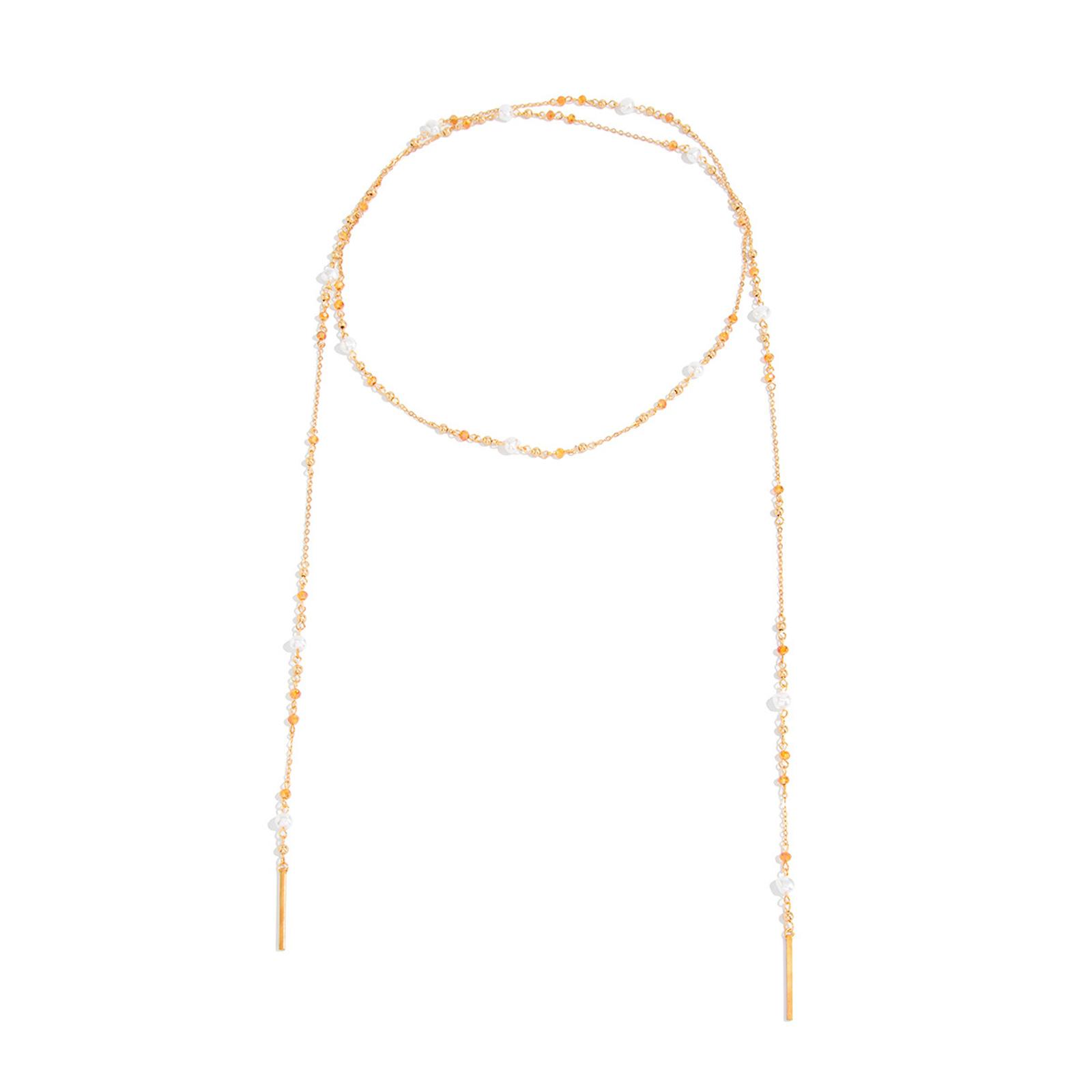 

Versatile Womens Necklace Featuring Imitation Pearls Crystal Long Chain And Rose Flower Accents For Layering Look