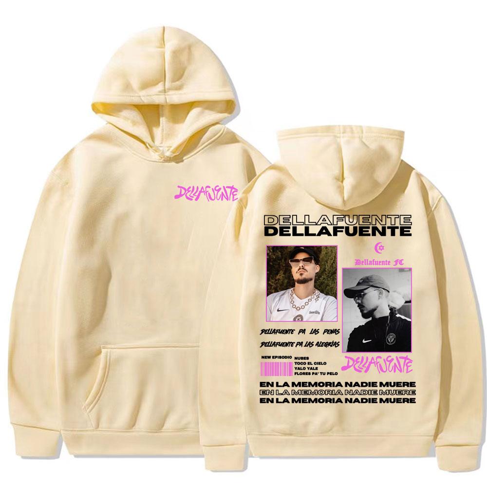 Rapper Dellafuente 2025 Tour Cover Hoodies Men Women Fashion Vintage Long Sleeve Pullovers Casual High Quality Sweatshirt Hoodie