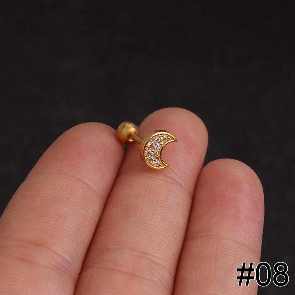 Women Simple Needle Pearl Gold Zircon Crown Stainless Steel Stud Earring Fashion Jewelry Eardrop Earrings