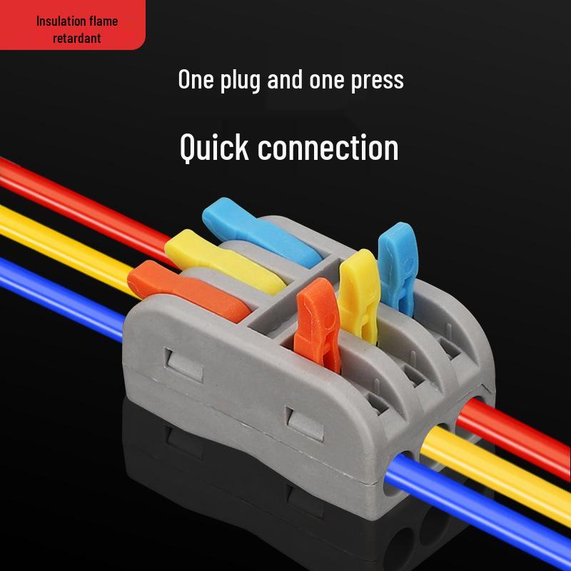 Push-Type Mini Terminal Block Splitter: 2-In/2-Out Quick Downlight Power Wire Connector