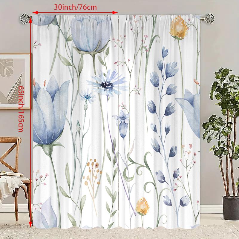 

2шт. - Нарисованный цветок - Напечатанная занавеска - Материал полиэстер - подходит для спальни, гостиной, кабинета, личного пространства 23Wx59L(60x150CM)x2
