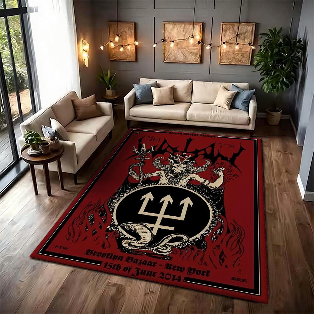 Dark Satanic Black Metal Art Patterned Rug Allseason Carpet For Entryway Home Party Decor Gift For Friends