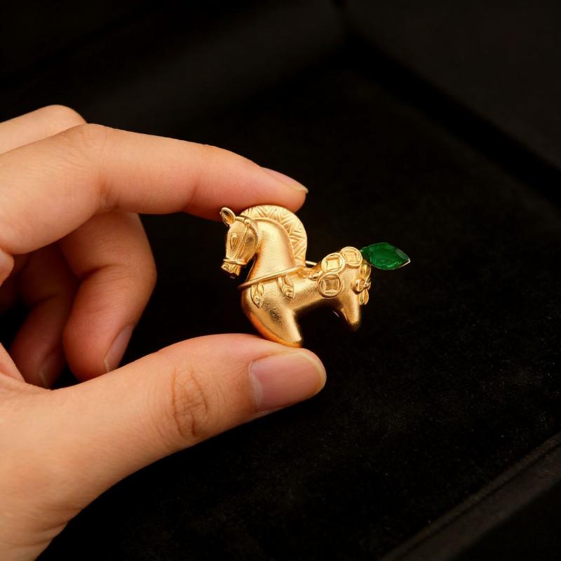 Креативная Золотая Лошадка Привлечения Денег Китайский Стиль Традиционная Матовая Золотая Брошь Аксессуар Года Животное Года Лошади Значок onesize