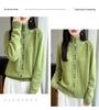 Women's Heathered Wool Stand-Up Collar Cardigan Sweater - Long Sleeve, Double-Strand, Thickened Knit for Autumn & Winter