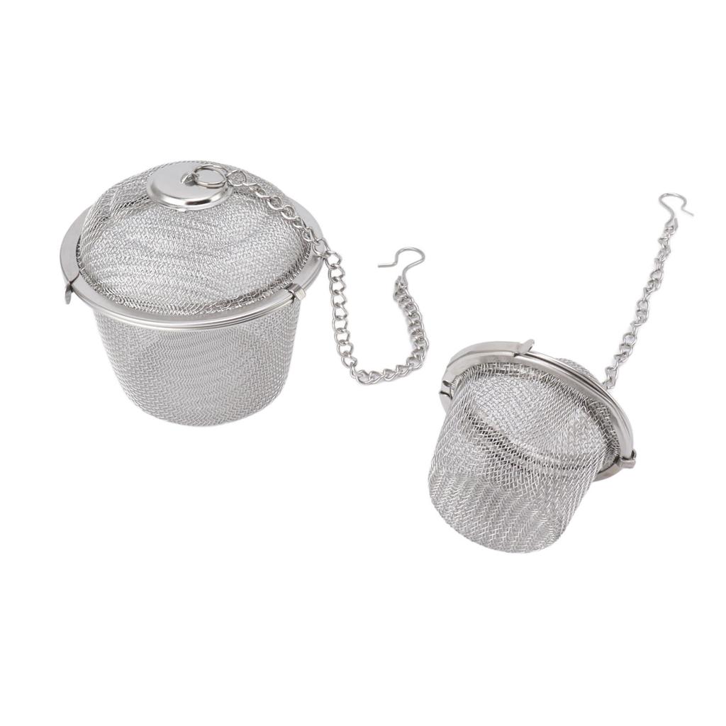 2pcs Mesh Tea Ball Stainless Steel Tea Strainer with Long Hook Chain for Spice Soup Tea Herbs Diameter: 4.5cm 1.8in+