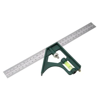 300mm Adjustable Stainless Steel Square Angle Ruler 4590 Degree with Bubble Level