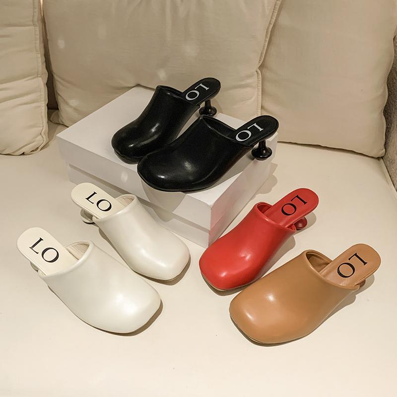 Fashion Aphixta 7cm High Heels Elegant Women Slides Round Toe Shallow Summer Dress Slides Sexy Strange Style Heels Shoes Size 42 Sandals