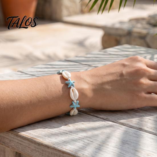 Lightweight Vacation Wrist Jewelry Summer Beach Bracelet, Bohemian Sea Shell Turtle Braided Handmade Woven Casual Daily Wear Accessory String