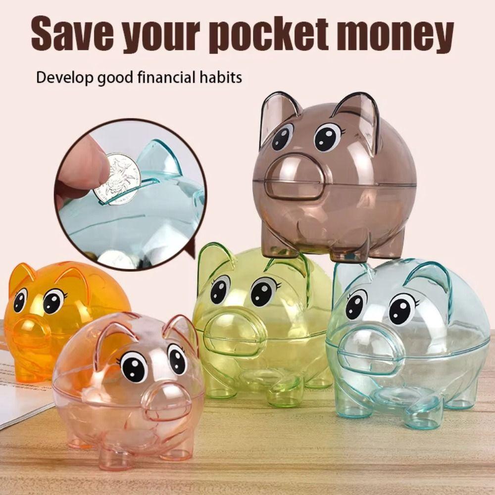 Pig Shape Money Box Transparent Money Saving Box Gift Storage Bottl for Children