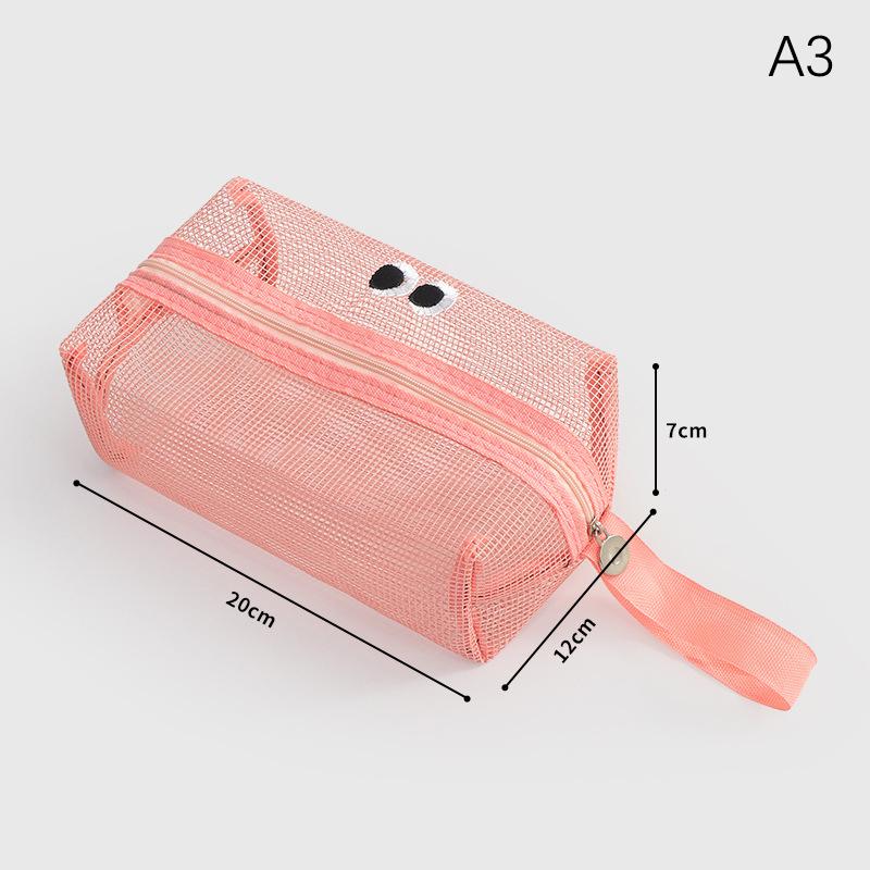 Large Capacity Mesh Makeup Bag Breathable Quick Dry Shower Toiletry Bag Portable Storage Bag Beach Travel Pouch Transparent