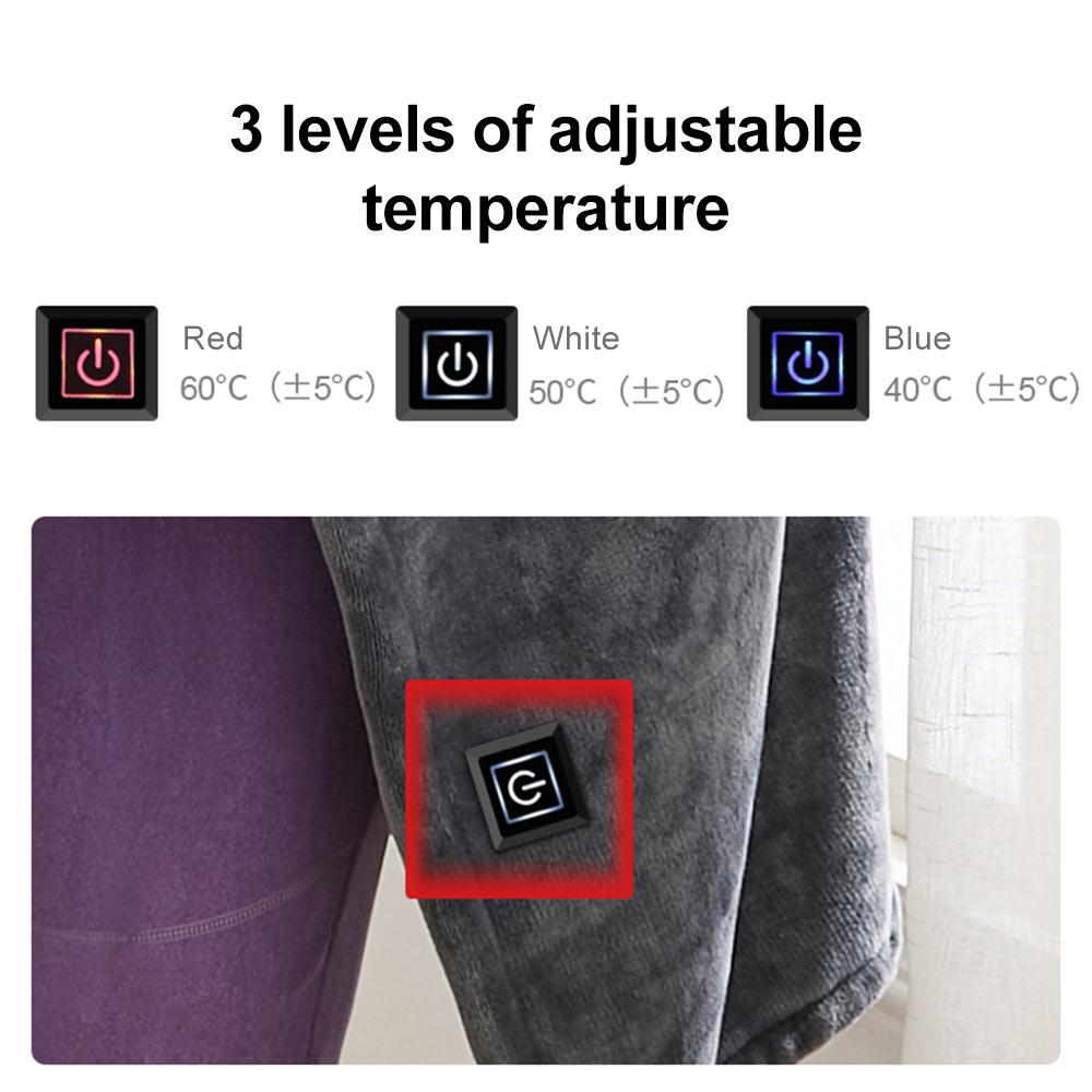 150*85cm Heated Blanket Wrap Portable USB Electric Blanket Shawl Adjust Flannel Throw Blanket Winter Heats Up Quickly Heated Cap