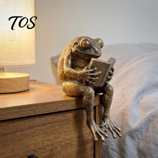 Literarischer Stil Raumdekoration Lese-Frosch Figur, Buchstützen für Bücherregal Dekoration, Harz Ornament Exquisites Geburtstagsgeschenk Freunde Zuhause Büro Arbeitszimmer