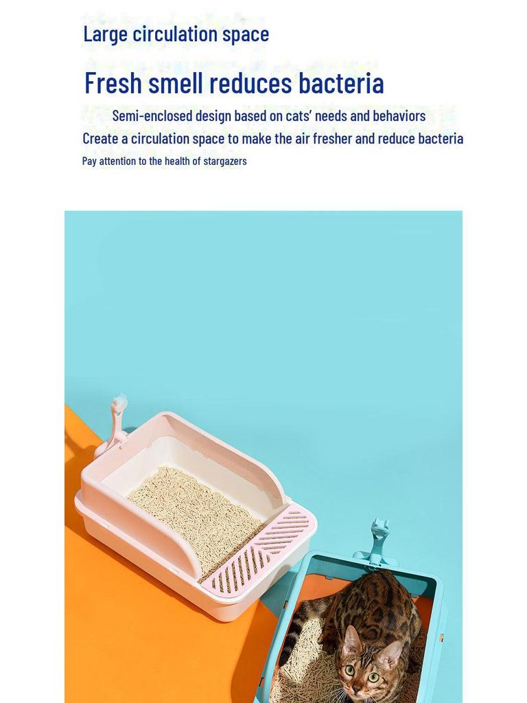 Premium Oversized Splash-Proof Cat Litter Box - Durable Plastic, Perfect for Large Cats