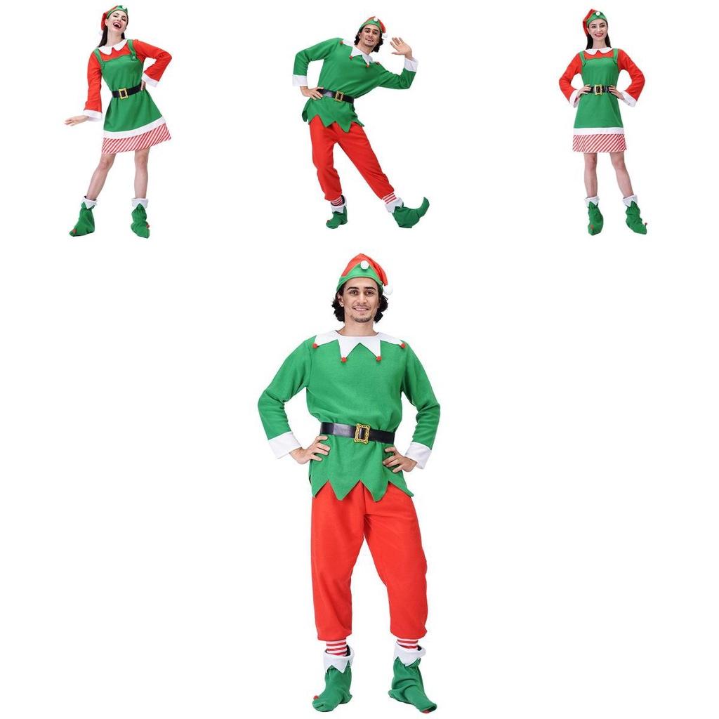 Adult Christmas Elf Cosplay Costume Couple Outfits