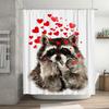 Watercolor Animal Print Shower Curtain Red Heart Sticker Design For Bathroom Decorations High-Quality Fabric Water Repellent