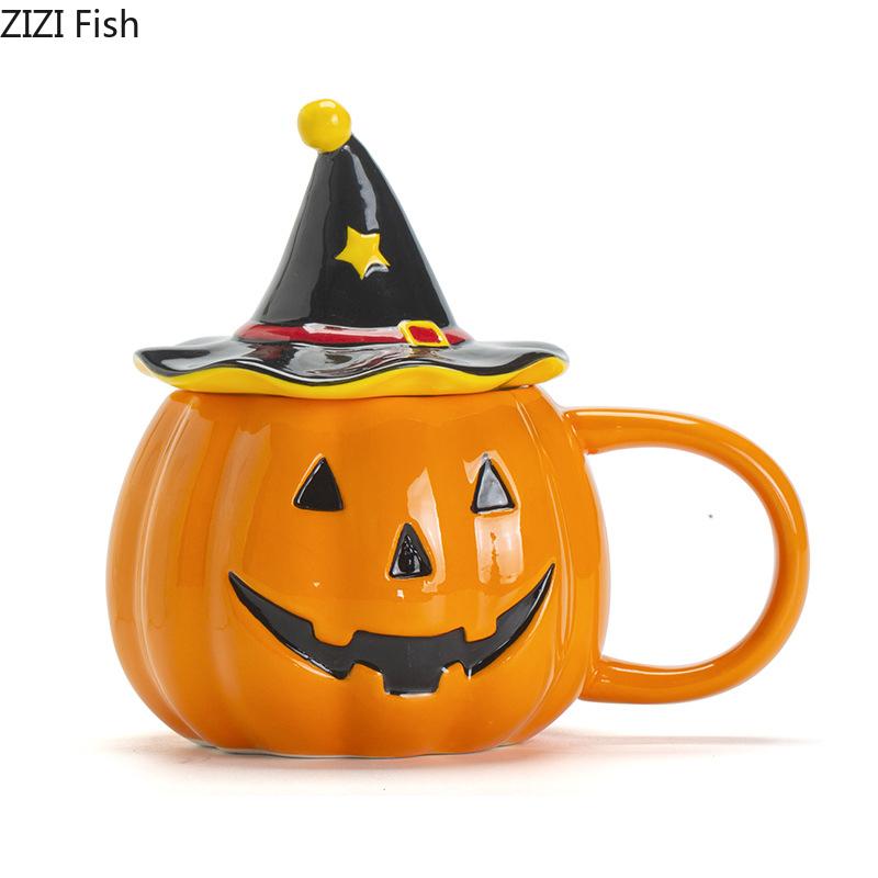 Halloween Pumpkin Porcelain Mugs Water Cup Creative Tableware Coffee Mug Dining Table Afternoon Tea Teacup Fruits Juice Cup