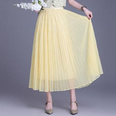 Bailuyu Französischer Chic High-Waist Plissee-Netzrock