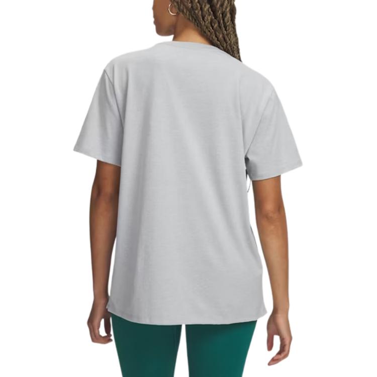 Under Armour Ribbed Letter Knit Loose Short Sleeve T-Shirt Women tops 6007883-012