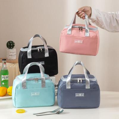Korean Style Children's Lunch Bag: Waterproof, Solid Color, Insulated Oxford Cloth for Office or School