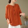 Summer Plus Size Women's Blouse Loose Cotton and Linen Short-sleeved T-shirt