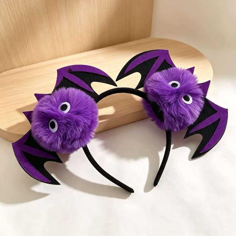Halloween Bat Wing Pom Pom Headband Cute Monster Eyeball Hair Hoop Cosplay Costume Party Photo Hair Accessories For Kids Women