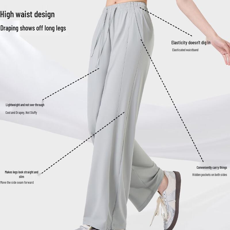 Gu Teng Women's Summer Cooling Loose Wide-Leg Pants