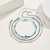 Layers Anklet Set for Women Twisted Chain Teal Turtle Charm Stainless Steel Non-tarnish Foot Bracelet Adjustable