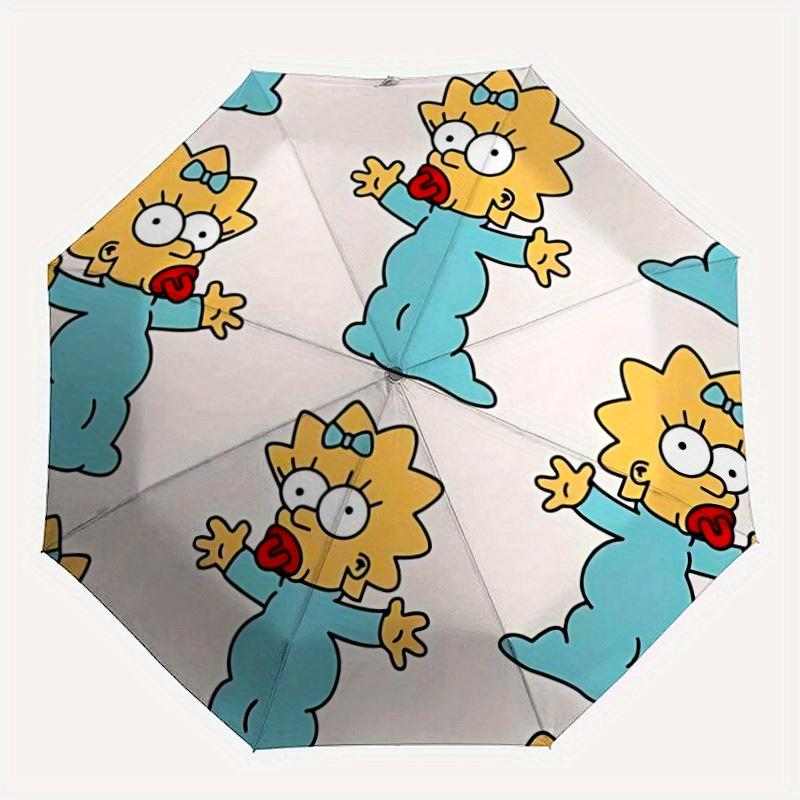 

1pc Maggie Simpson Automatic Umbrella, Portable Foldable 8-Rib Manual Open with Skeleton Hand, Durable Canopy yy250730139