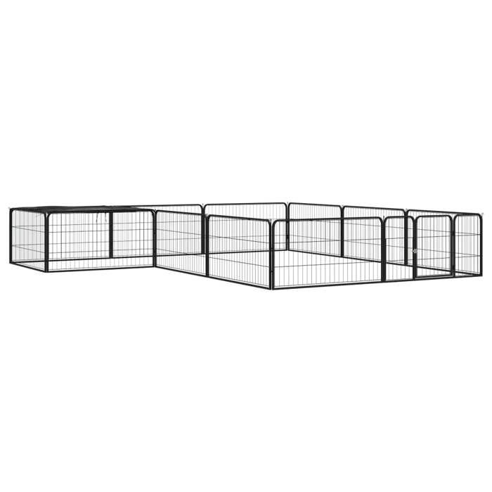 VidaXL Dog Playpen 12 Panels Black 100x50cm Powder-Coated Steel 3115977