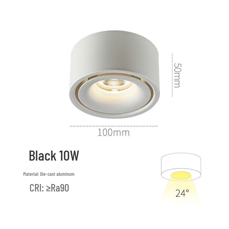 Ultra-thin Surface-mounted LED Downlight: No Hole Required, Round All-Aluminum Ceiling Light for Living Room.