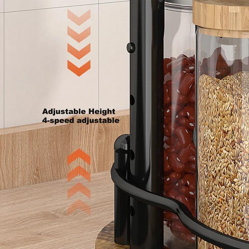 Spices Rack 360° Rotating Seasoning Holder Storage Tray Kitchen Organizer Wooden Oil, Salt, Soy Bottle Storage Rack for Kitchen
