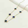 Collana a Quattro Foglioline e Cinque Fiori Double-sided in Acciaio al Titanio - Choker di Lusso Premium da Donna
