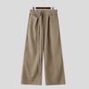 INCERUN Men Double Buckle Belt Drape Loose Fit Wide Leg Pants Long Trousers