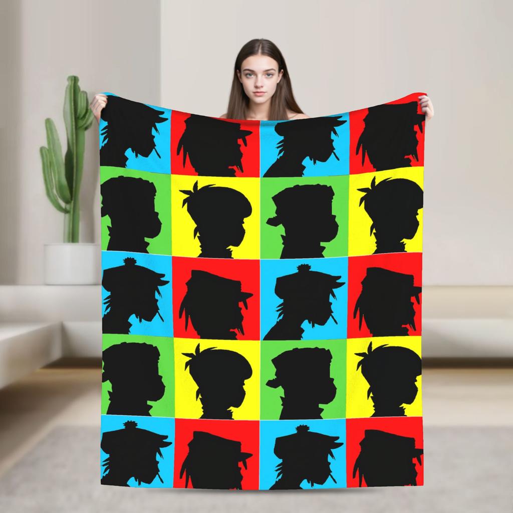 Gorillazs Punk Rock Blanket Super Warm Aesthetic Plush Throw Blanket For Couch Chair Sofa Bed Travel Flannel Bedspread Bed Cover