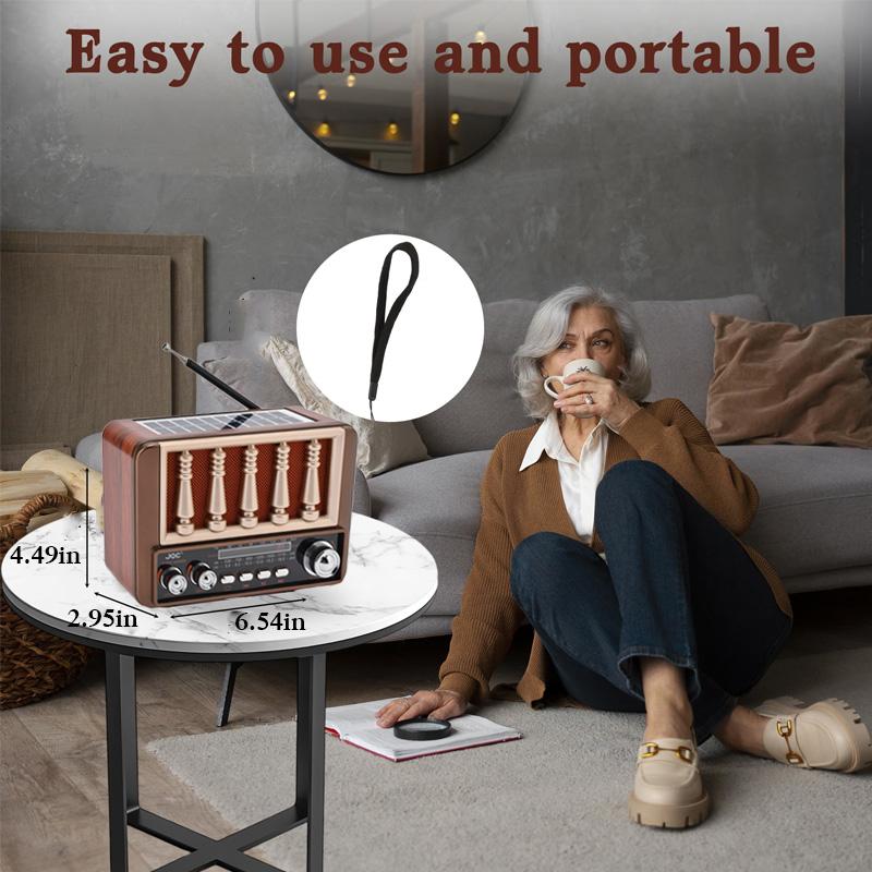Portable Vintage Radio Classic Retro Solar Emergency Radios Receiver Multi-functional TWS Setero Bluetooth Speaker TF USB