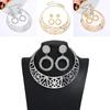 Fashion Solid Color Hollow Design Women Metal Necklace Collar Round Earring Set For Gift And Occasion