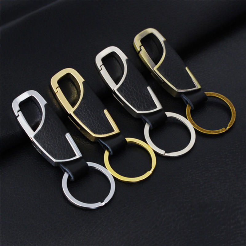 Nieuwe Mannen Creatieve Metalen Leer Sleutelhanger Ring Sleutelhangertje Auto Sleutelhanger Sleutelhanger Cadeau