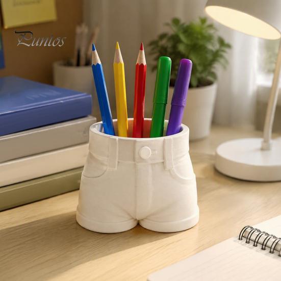Practical Pen Container Shorts Shaped Holder, Funny Stationery Makeup Brush Storage Cup, 3D Cute Cup for Students Print Creative Office And