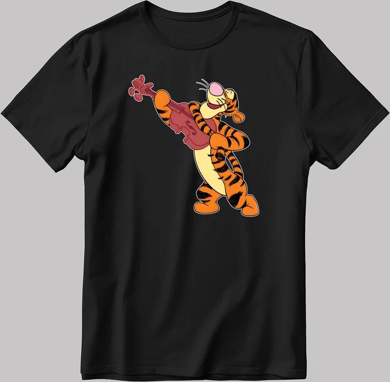 The Winnie Pool And Friends Tigers ViolIn Funny V3 Black T Shirt S