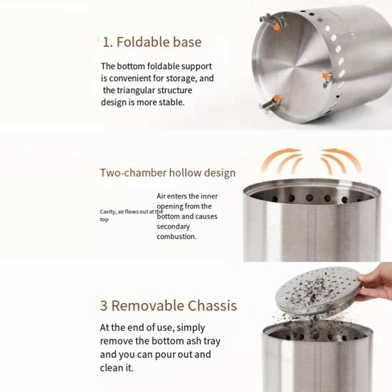 Portable Charcoal Stove Mini Smokeless Tabletop Fires Pit Low Smoke