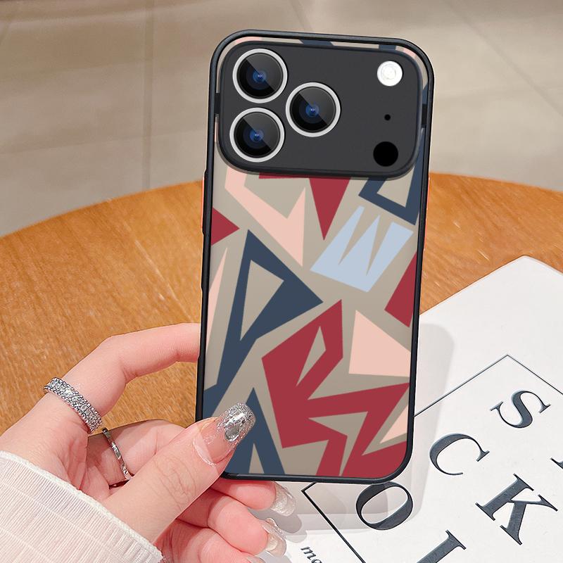 Geometric Patterned Print Case For iPhone 17 Air 16e 16 15 14 Pro Max 13 15 Pro 17 Pro 17 Shockproof Soft Edge Hard PC Matte Phone Cover