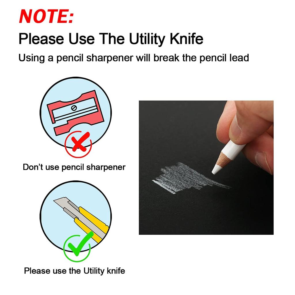 Brusarth Professional White Charcoal Pencil Set Set of 3 Sketch Highlight White Pencils for and Highlighting - Drawing, Sketching, Shading, Blending,