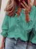 2026 European American Spring/Summer New Style Women's Long Sleeve Ruffle Shirt