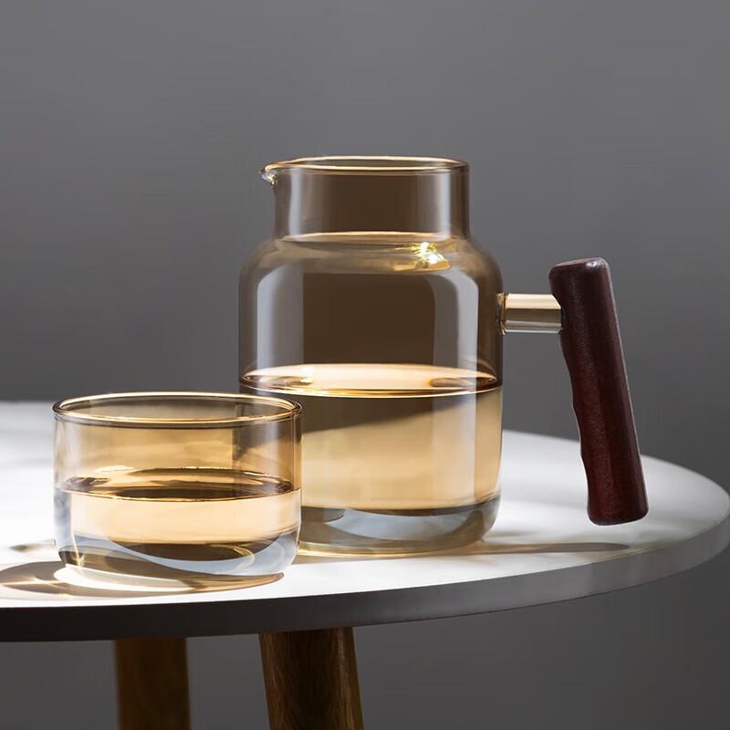 Amber High Borosilicate Glass Water Jug & Cup Set