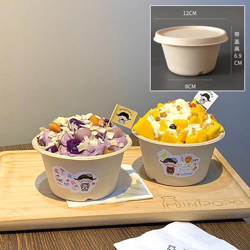 Disposable Paper Shaved Ice Bowls with Lids