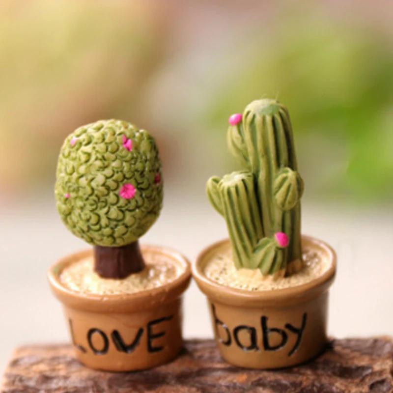 Simulierter Kaktus, kleine Topfpflanze, Mikro-Landschaft, für den Schreibtisch, dekoratives Kunstharz, Basteln, Gartendekoration, Cartoon-Kaktus, Mini-Bonsai