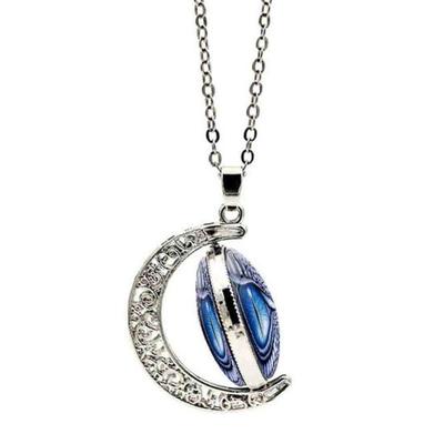 Unisex-Halskette mit rundem Drachenauge, Halbmond-Anhänger, lange Kette, Schmuck