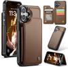 IPhone Wallet Protective Case with Card Holder, RFID Shielding, Men's and Women's Shock-absorbing Leather Bracket, Durable Protective Phone Case
