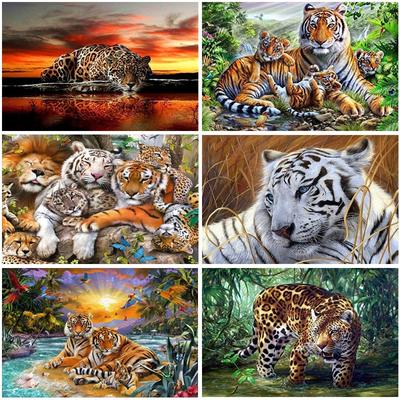 Pintura de diamante 5D DIY de tigre, taladro cuadrado/redondo completo, bordado de diamantes de animales, punto de cruz, mosaico de diamantes de imitación, regalo de decoración del hogar