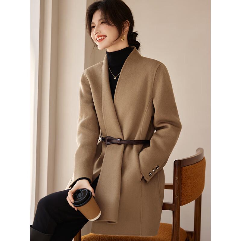 Women's Elegant Double-Sided Wool Belted Coat